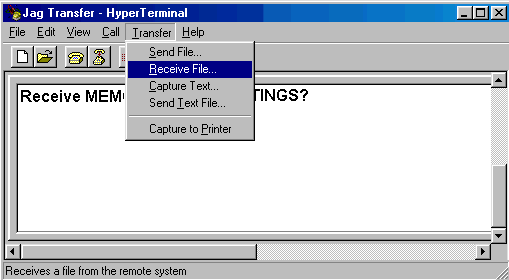 Selecting the file-receive menu
